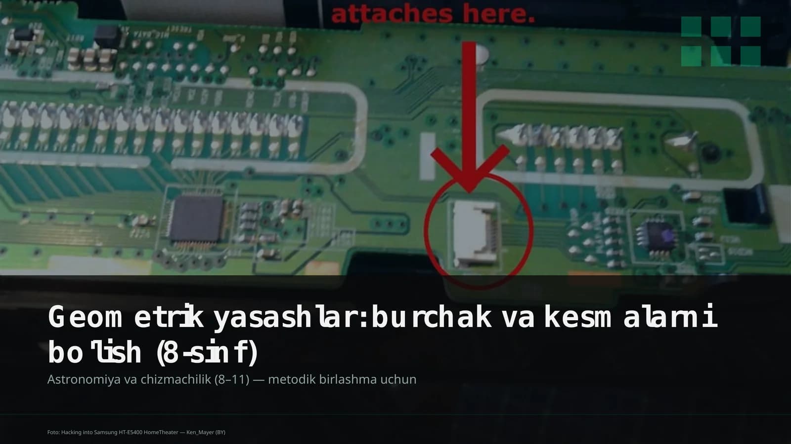 Geometrik yasashlar: burchak va kesmalarni bo'lish (8-sinf)
