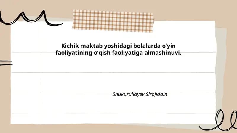 Oʻyin va oʻquv faoliyatining psixologik asoslari
