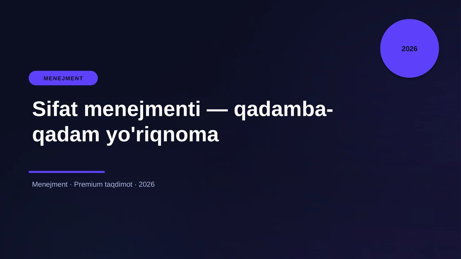 Sifat menejmenti — qadamba-qadam yo'riqnoma