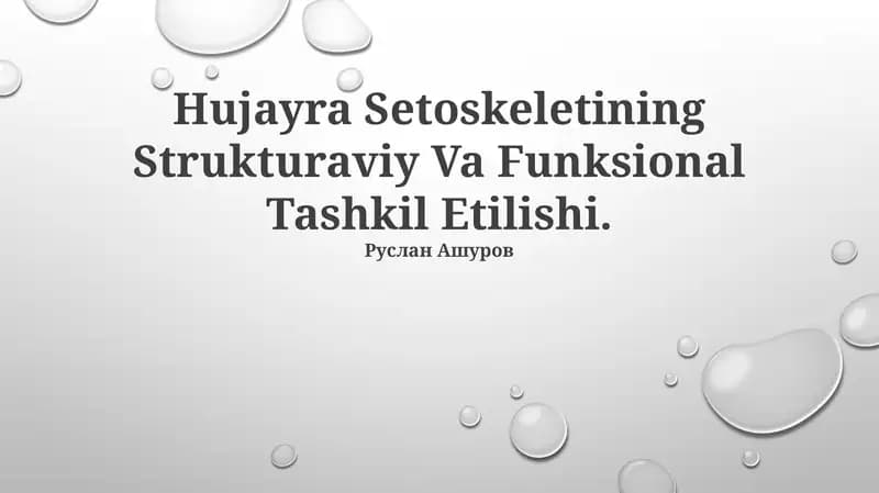Hujayra Setoskeletining Strukturaviy Va Funksional Tashkil Etilishi
