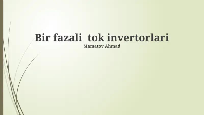 Bir Fazali AC Invertirlar