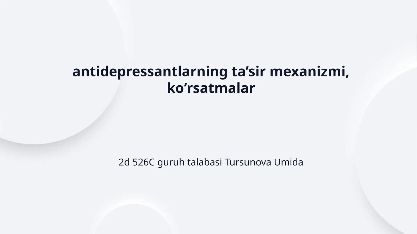 antidepressantlarning ta’sir mexanizmi, ko‘rsatmalar