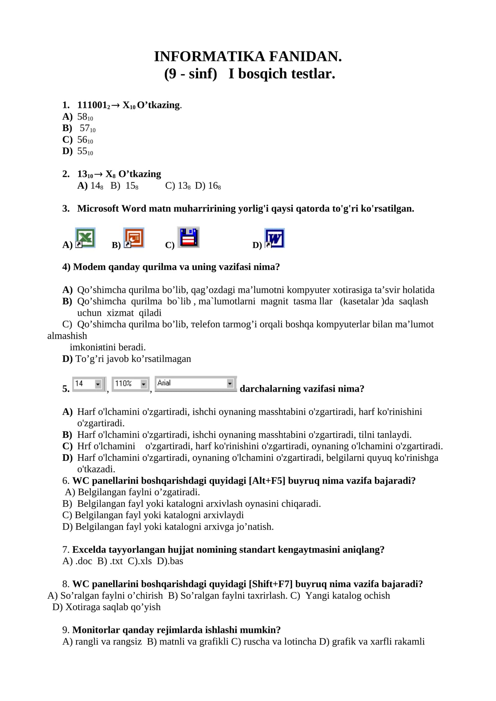 Olimpiada maktab bosqichi( Informatika)
