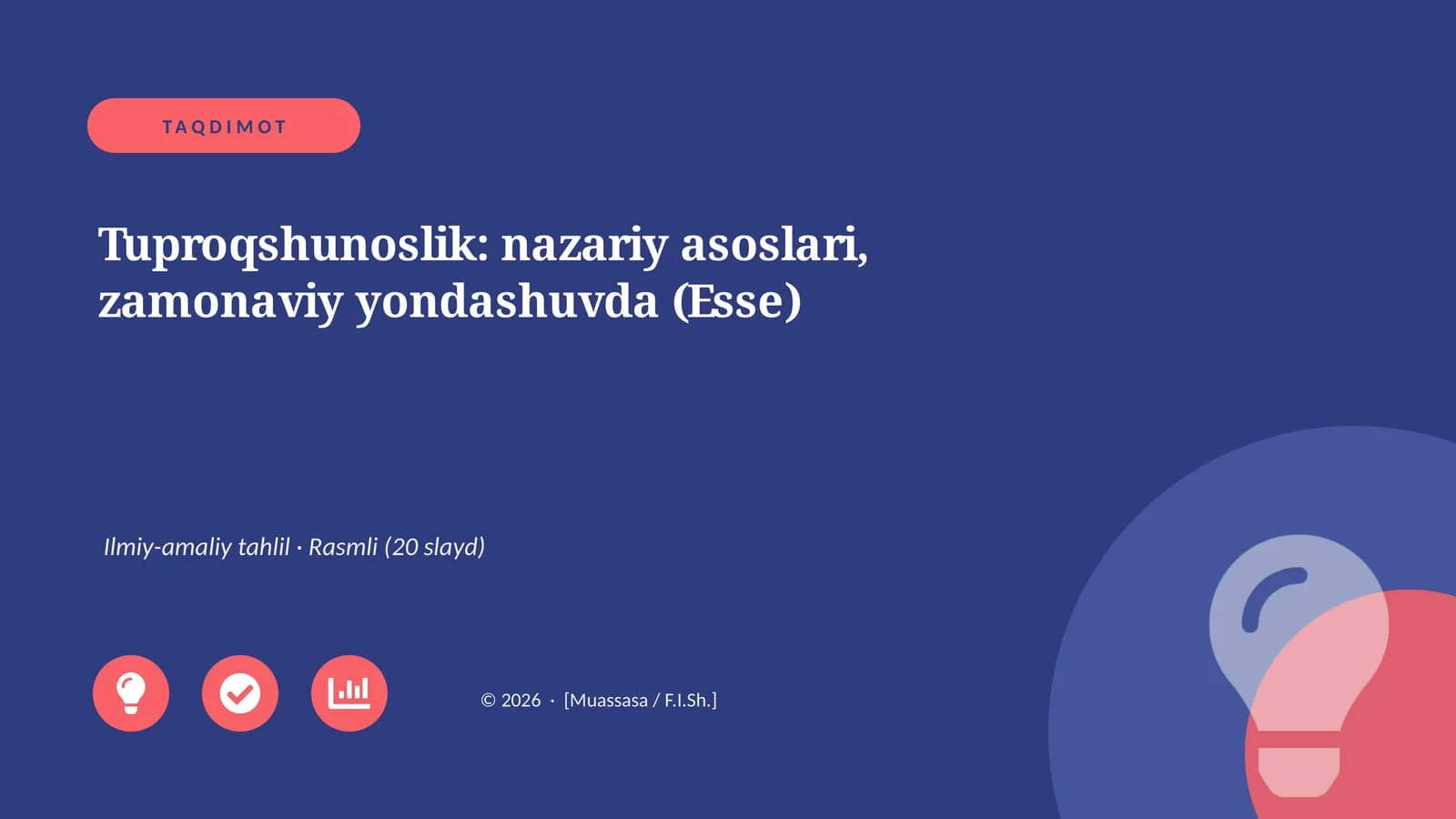 Tuproqshunoslik: nazariy asoslari, zamonaviy yondashuvda (Esse)