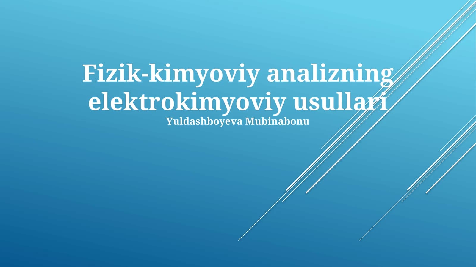 Fizik-kimyoviy analizning elektrokimyoviy usullari