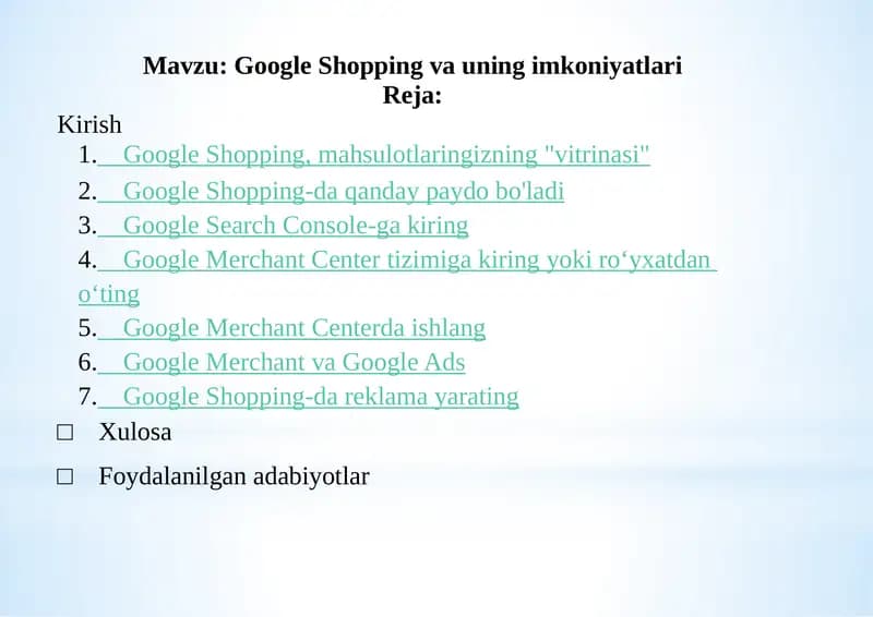 Google Shoppingvauningimkoniyatlari