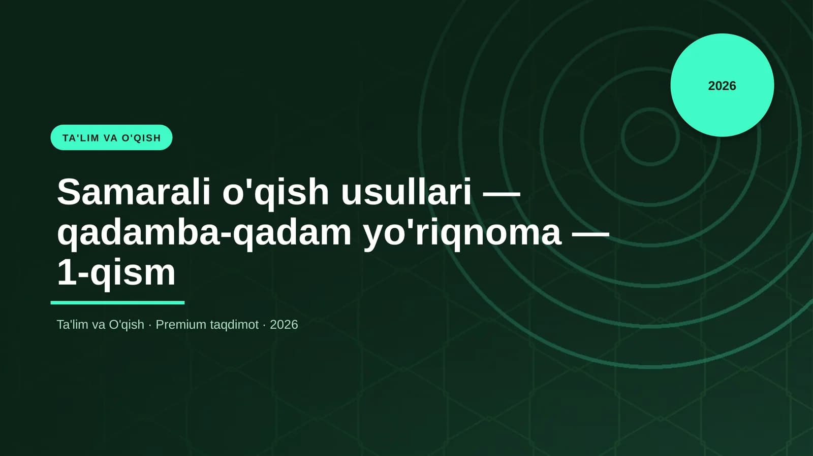 Samarali o'qish usullari — qadamba-qadam yo'riqnoma