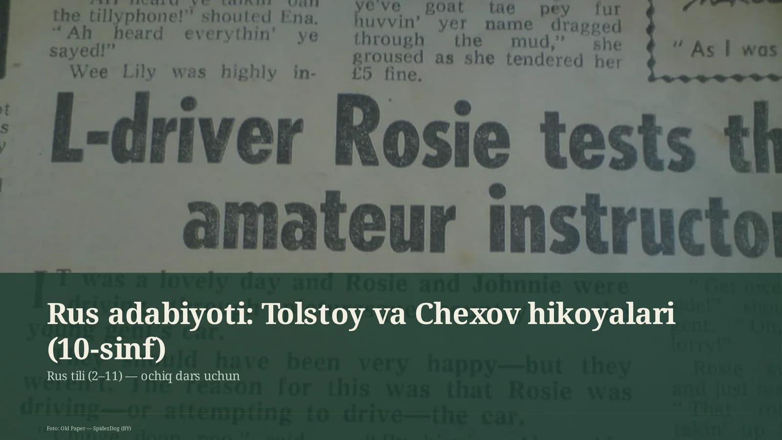 Rus adabiyoti: Tolstoy va Chexov hikoyalari (10-sinf)