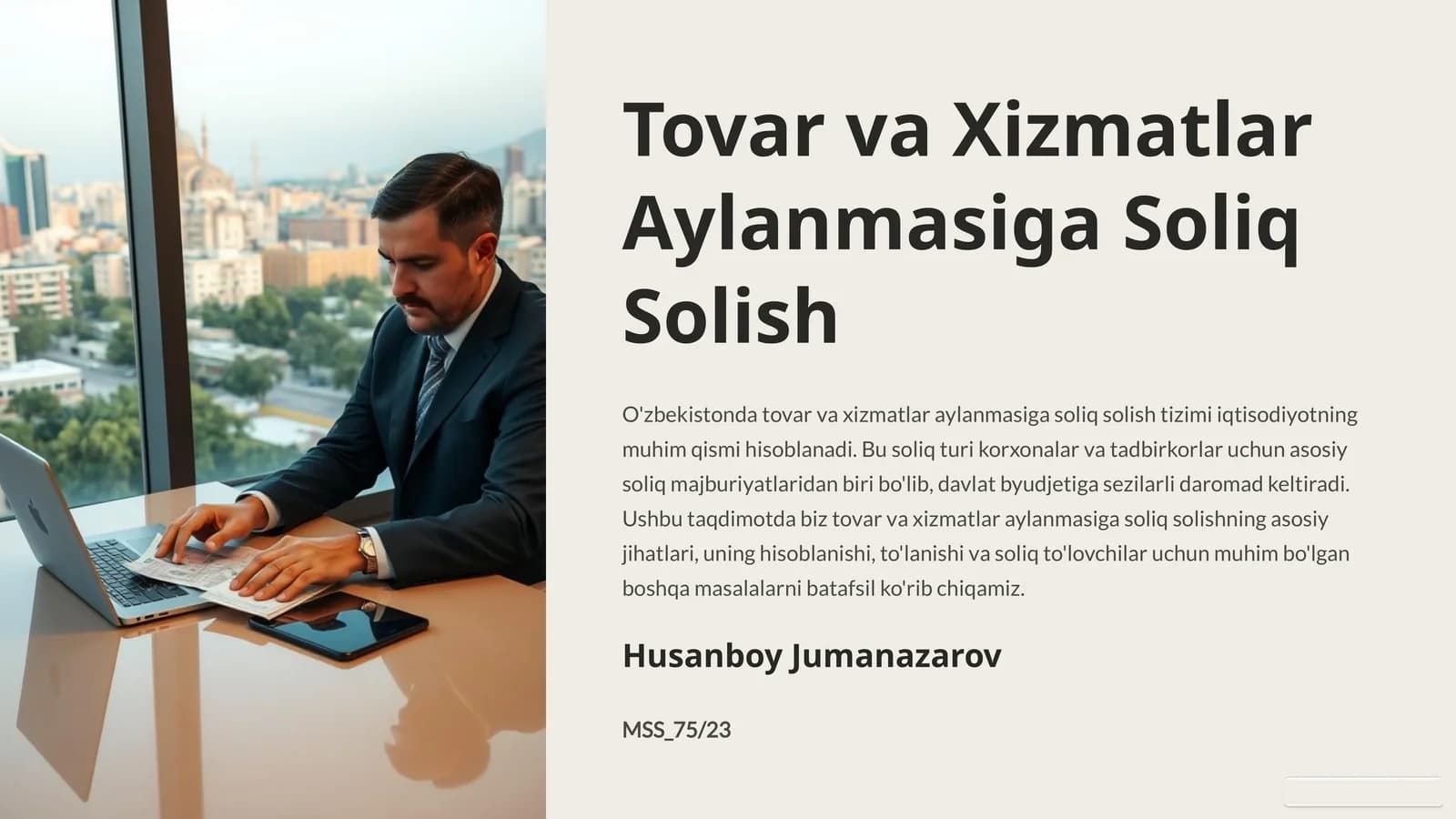 Tovar va Xizmatlar Aylanmasiga Soliq Solish