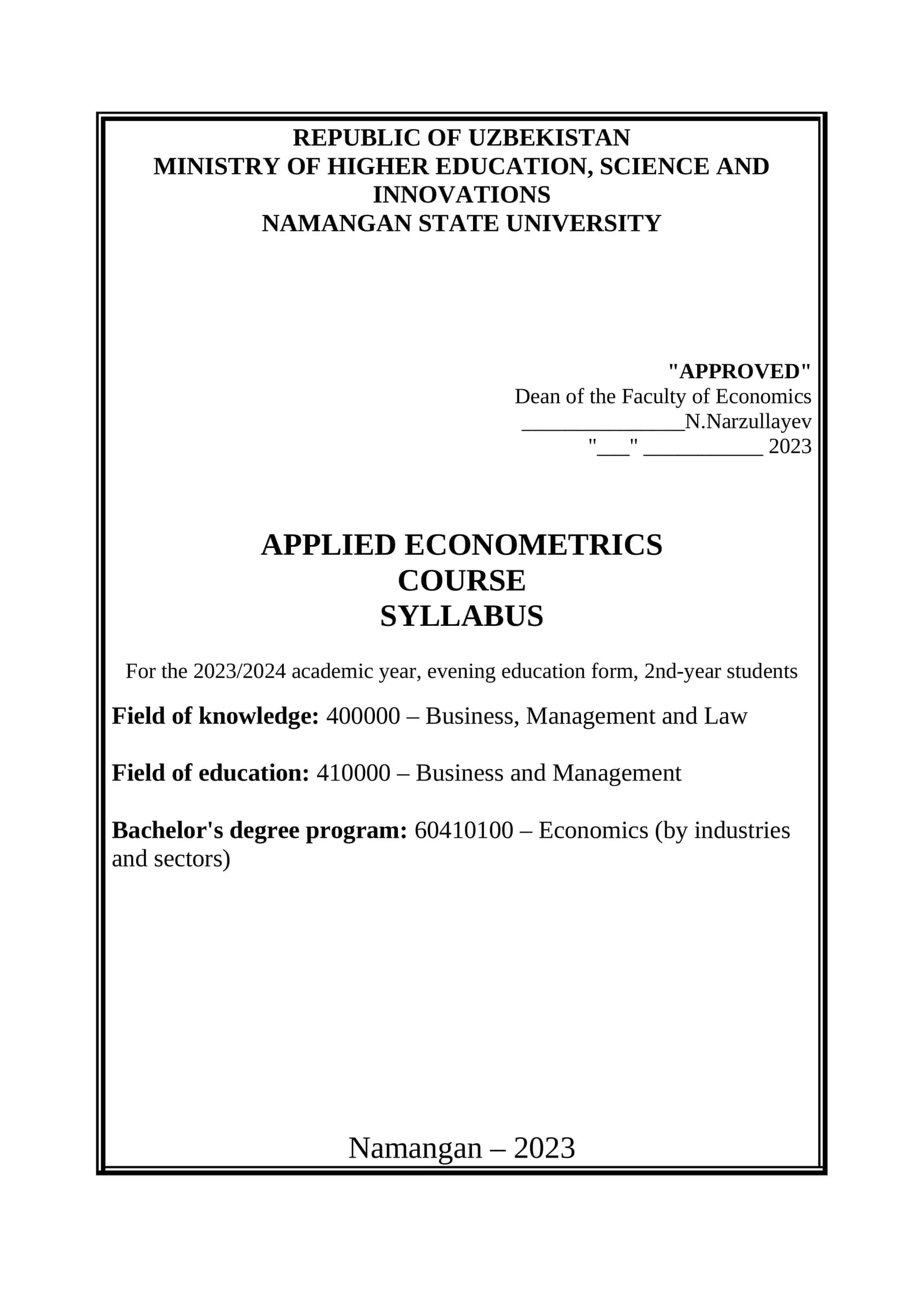 Applied Econometrics