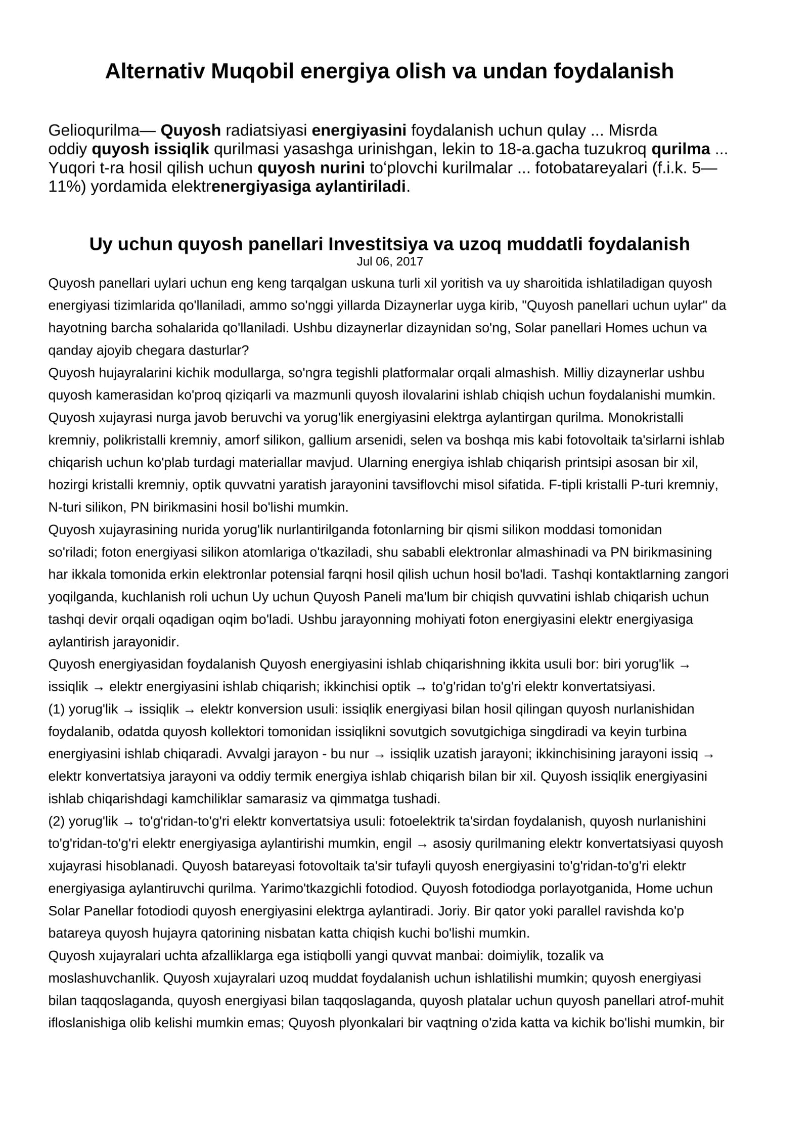 Quyosh panellari