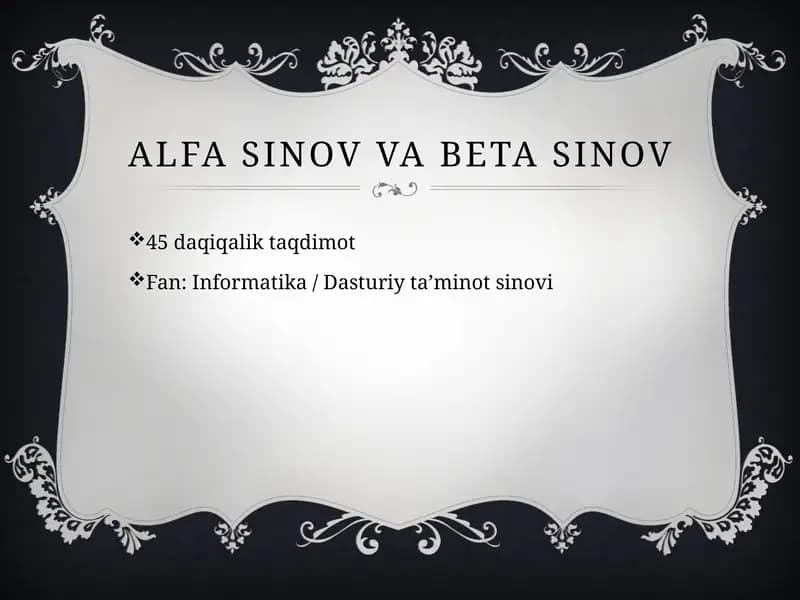 Alfa sinov va Beta sinov