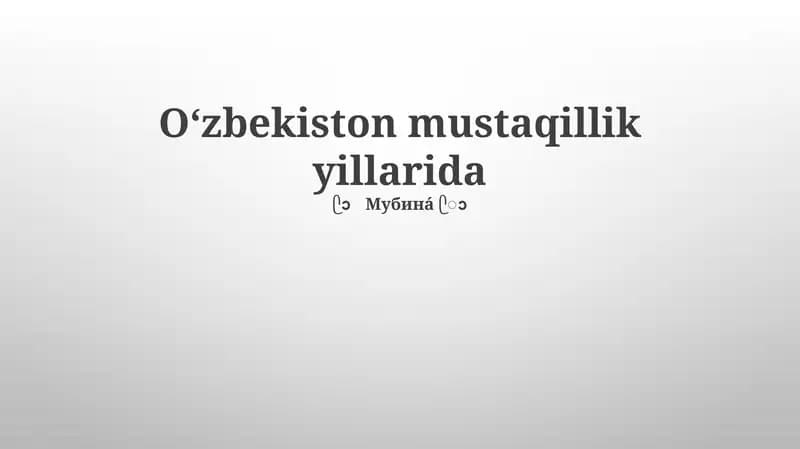Oʻzbekiston mustaqillik yillarida