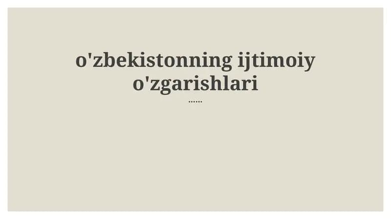 Demografik o'zgarishlar va urbanizatsiya
