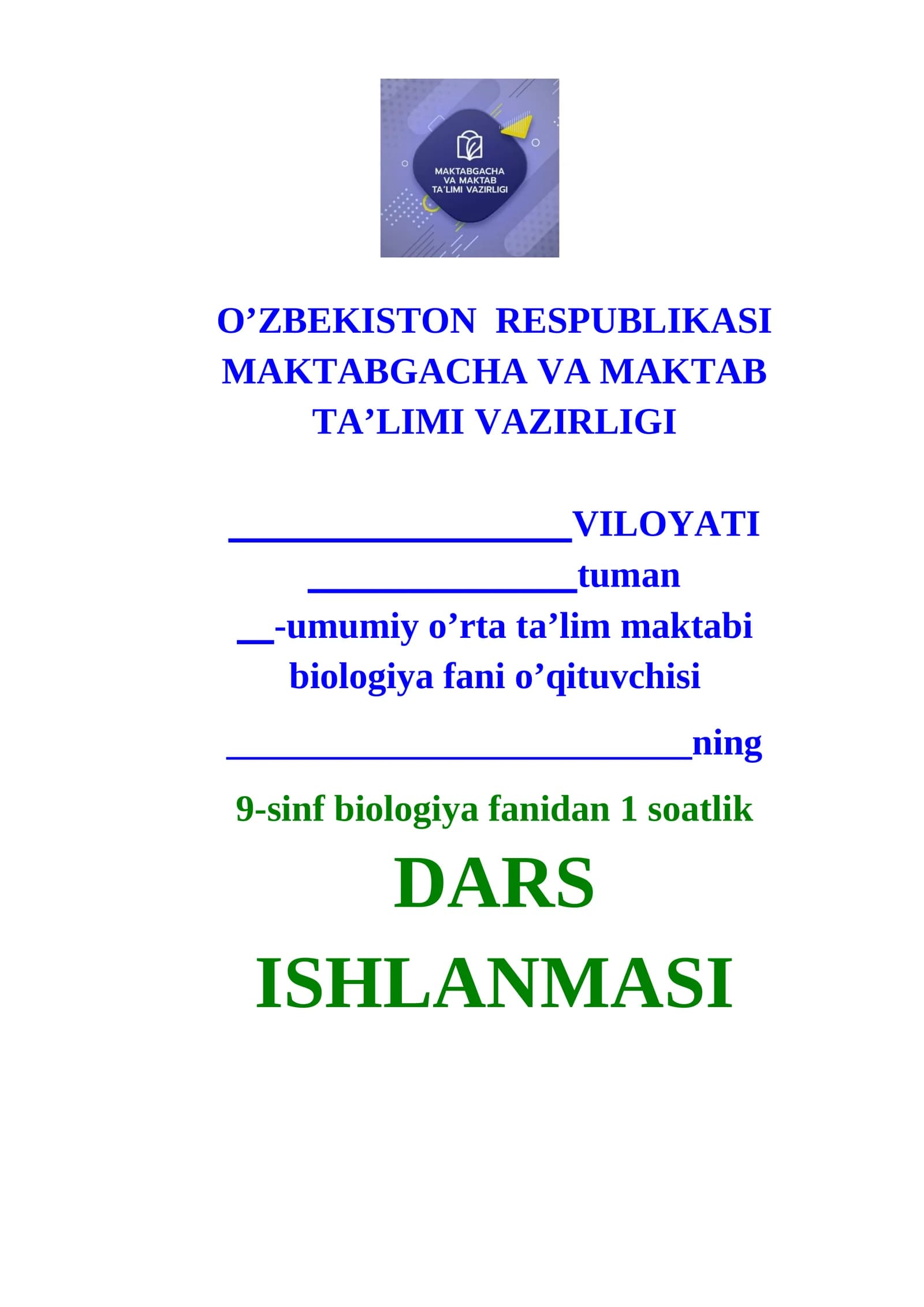 "Prokariot hujayralar" 9-sinf Biologiya
