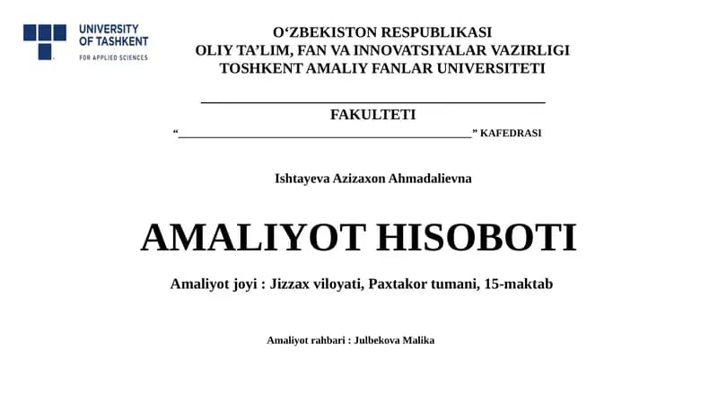 Amaliyot Hisoboti