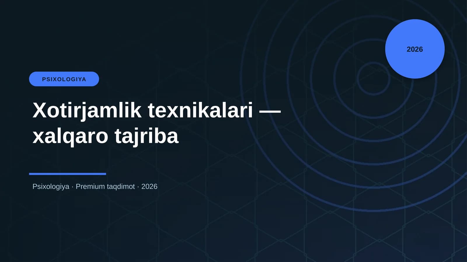 Xotirjamlik texnikalari — xalqaro tajriba