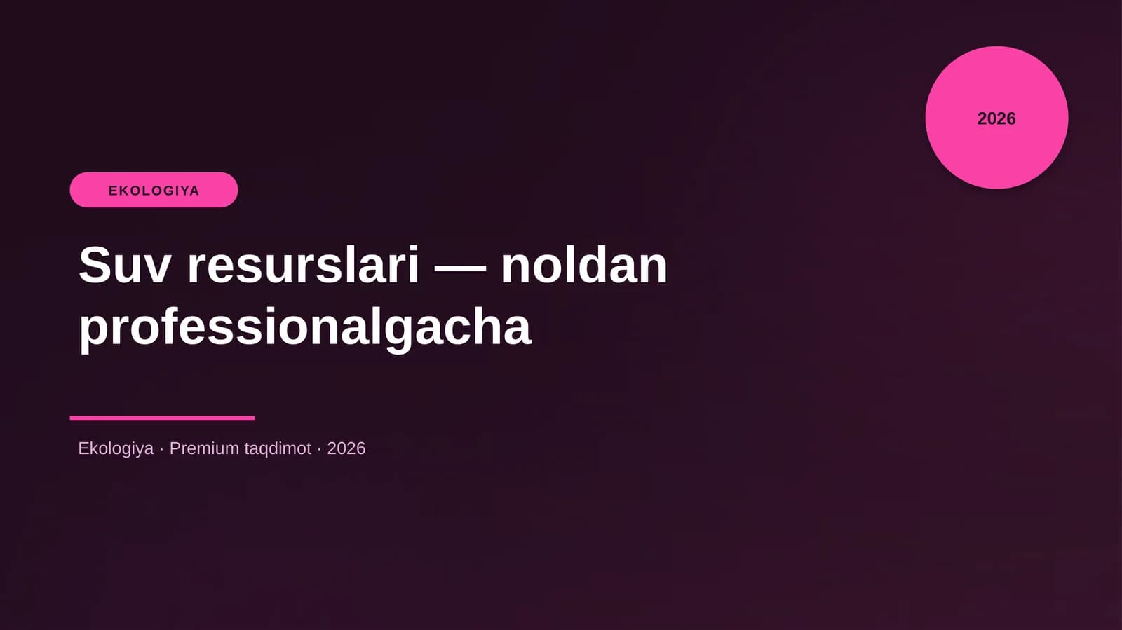 Suv resurslari — noldan professionalgacha