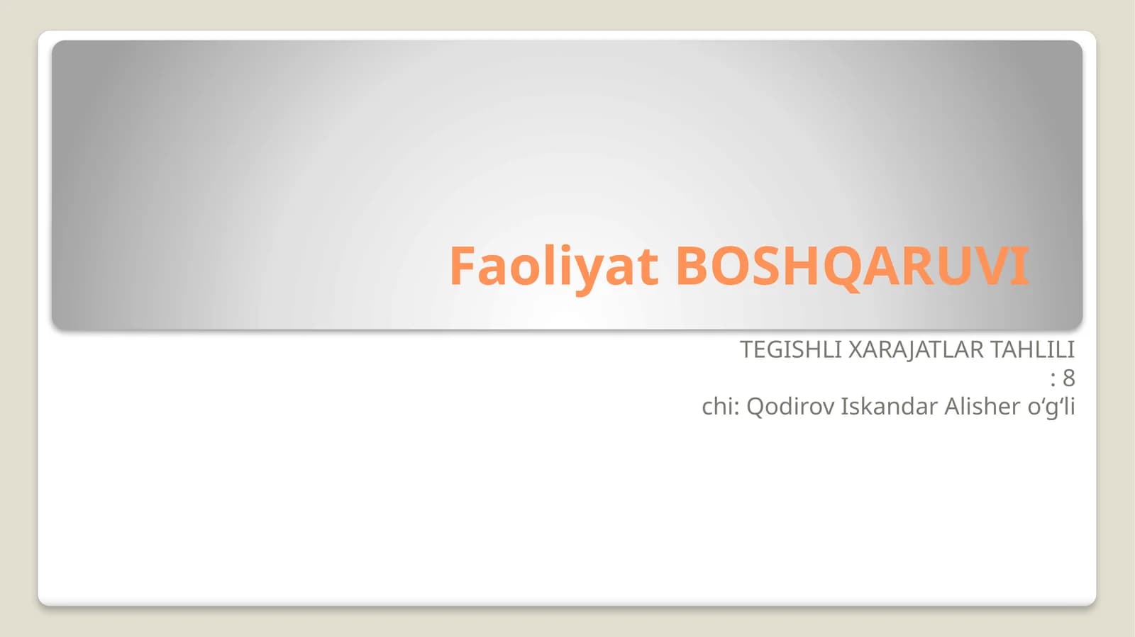 TEGISHLI XARAJATLAR TAHLILI
