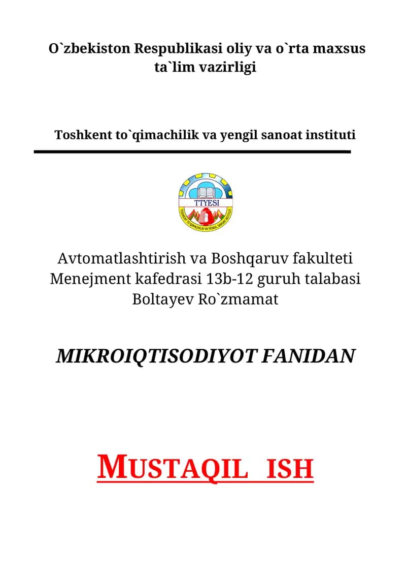 DAVLATNING BOZORGA TA’SIRINI BAHOLASH VA RAQOBATLASHGAN BOZOR SAMARADORLIGI