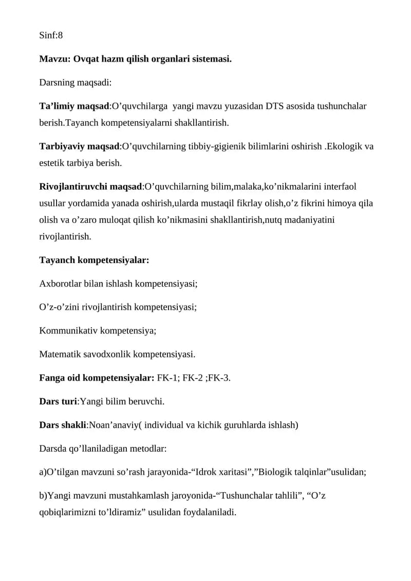 Ovqat hazm qilish organlari sistemasi