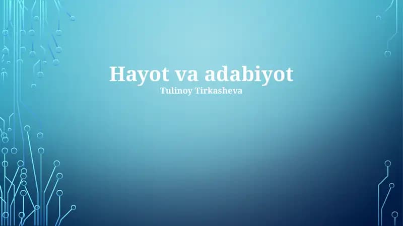 Hayot va adabiyot