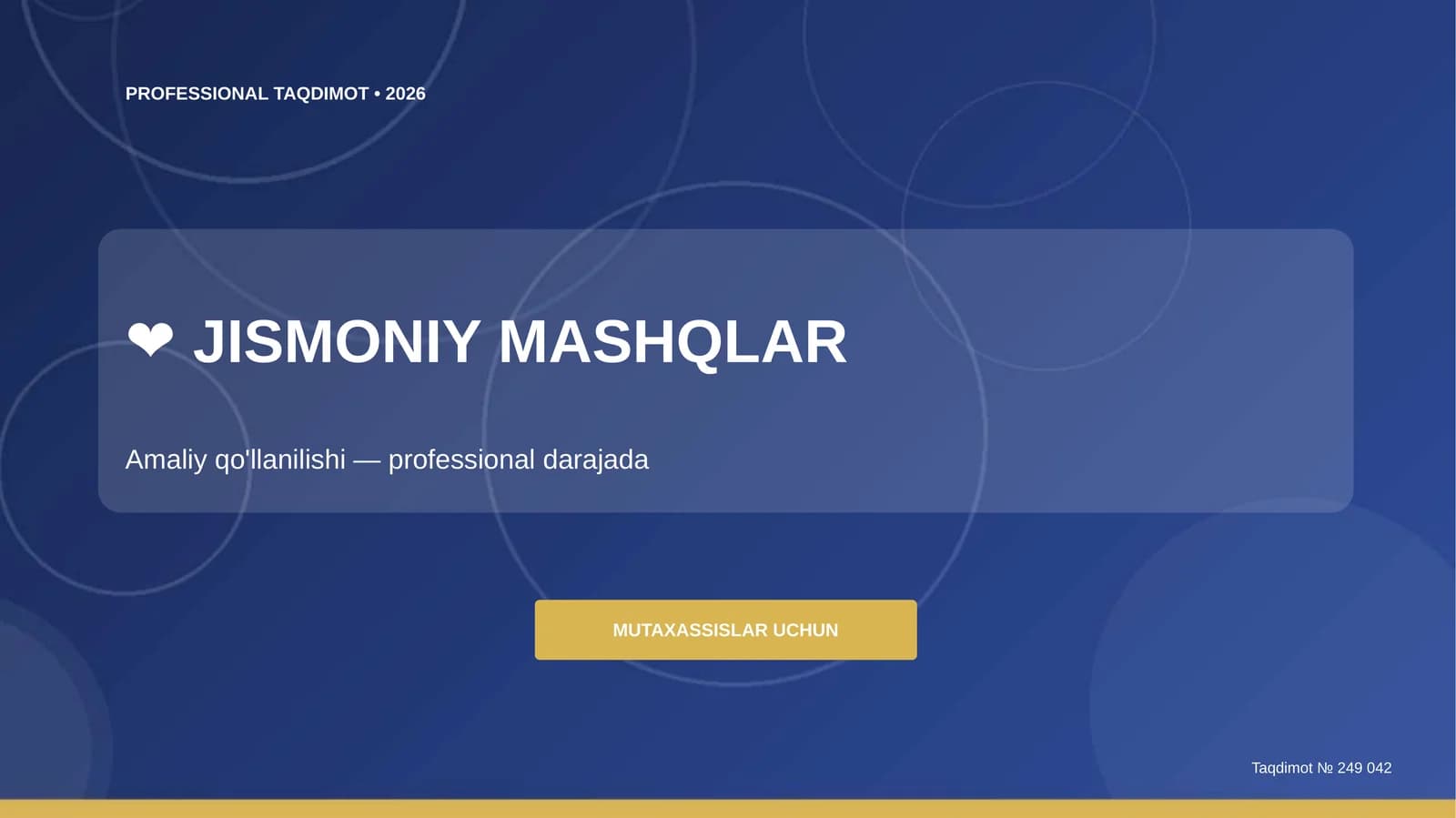 Jismoniy mashqlar: amaliy qo'llanilishi (professional darajada) [mutaxassislar uchun]