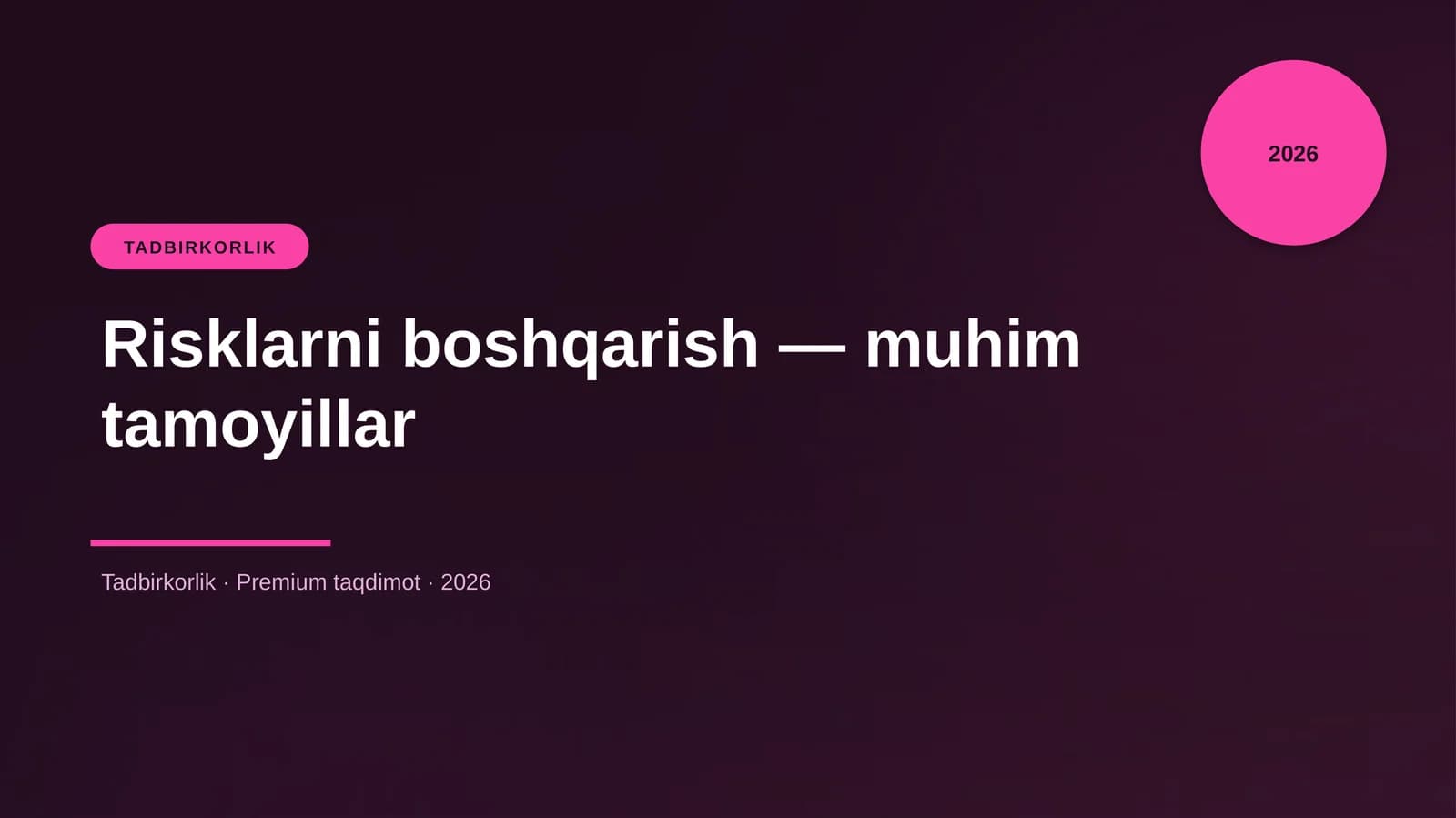 Risklarni boshqarish — muhim tamoyillar