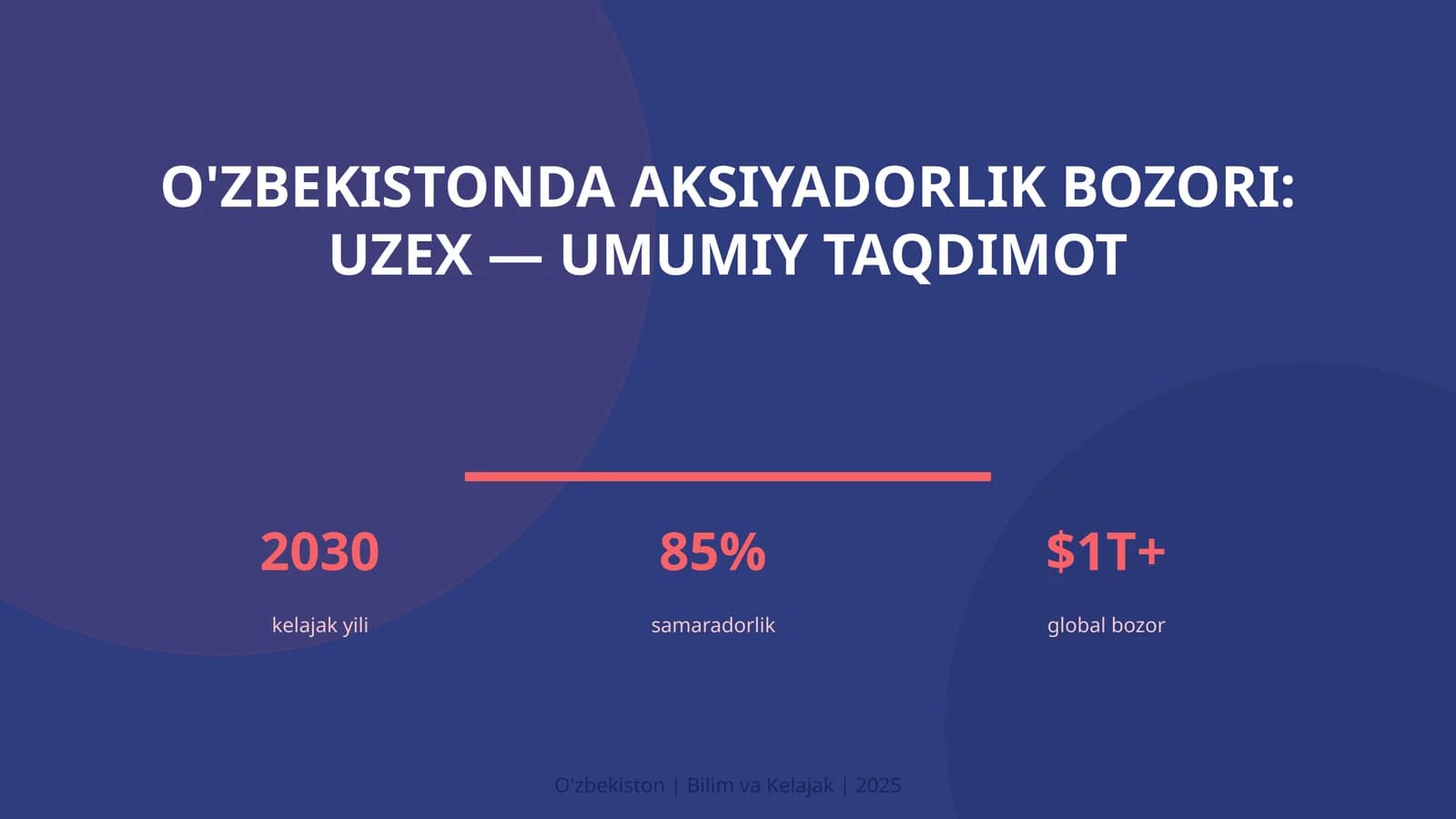 O'zbekistonda aksiyadorlik bozori: UzEx — umumiy taqdimot