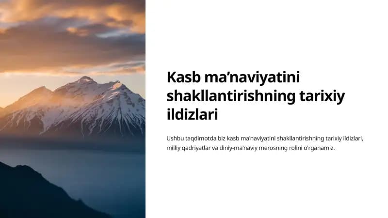 Kasb ma’naviyatini shakllantirishning tarixiy ildizlari