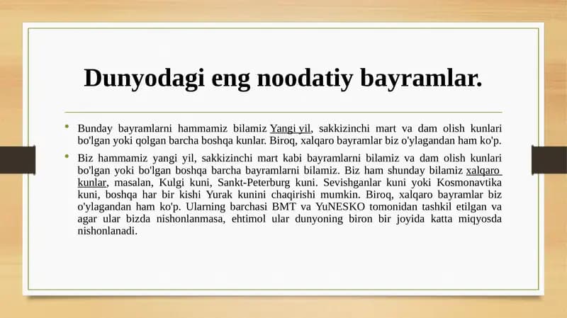 Dunyodagi eng noodatiy bayramlar