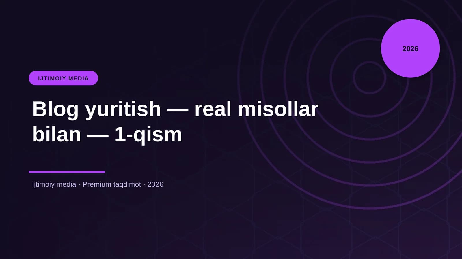 Blog yuritish — real misollar bilan — 1-qism