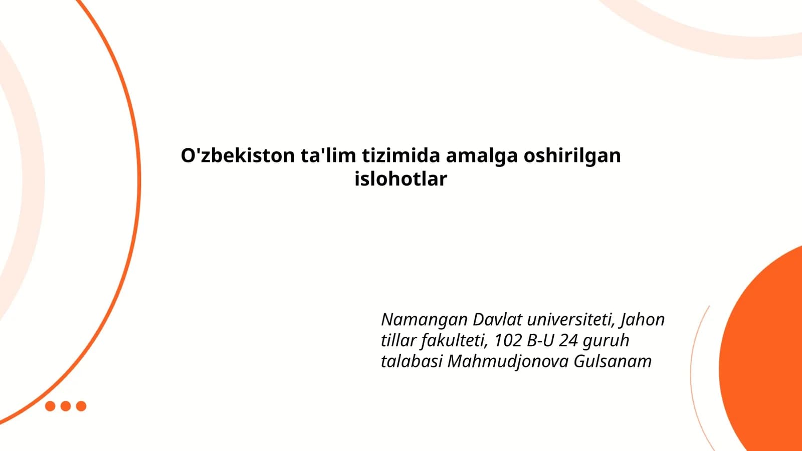 Boshlang'ich va o'rta ta'limdagi islohotlar