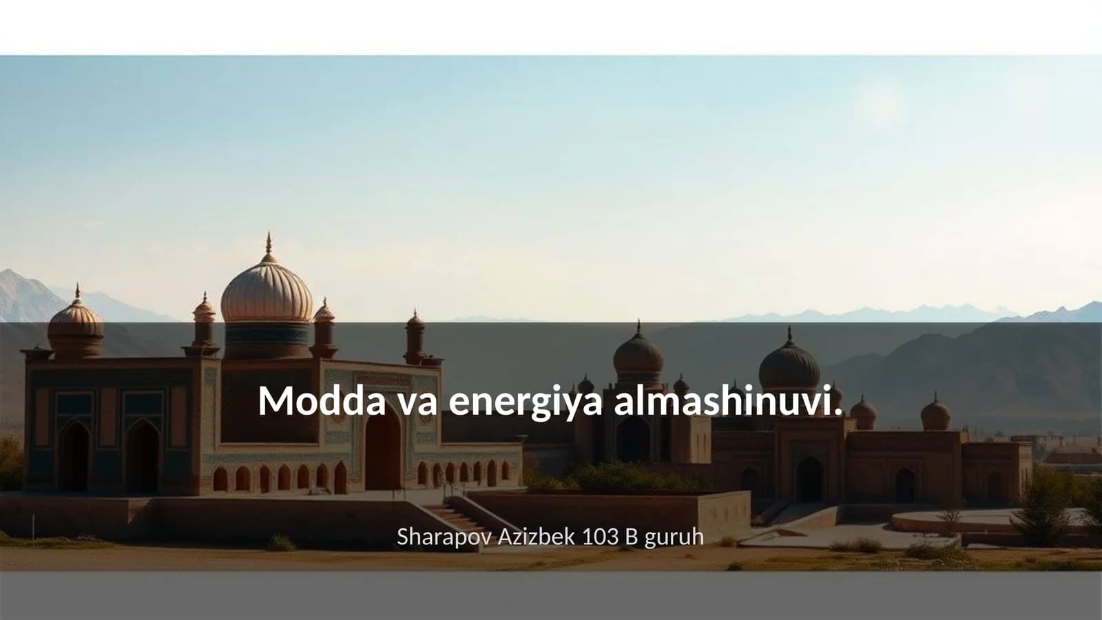 Modda va energiya almashinuvi