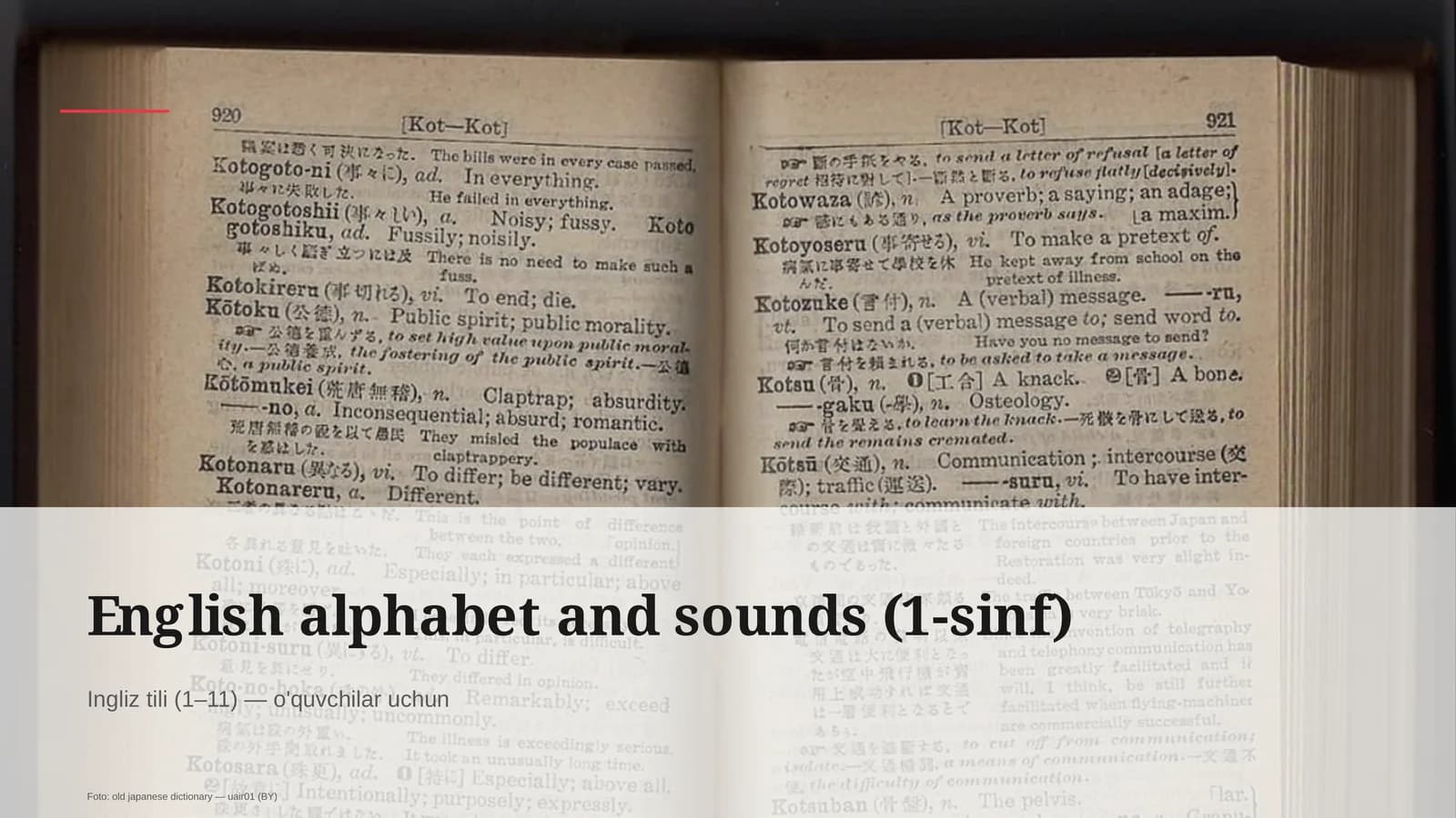 English alphabet and sounds (1-sinf)