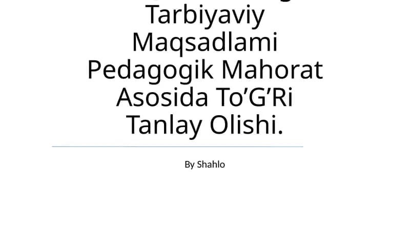 Pedagogik mahoratning nazariy asoslari