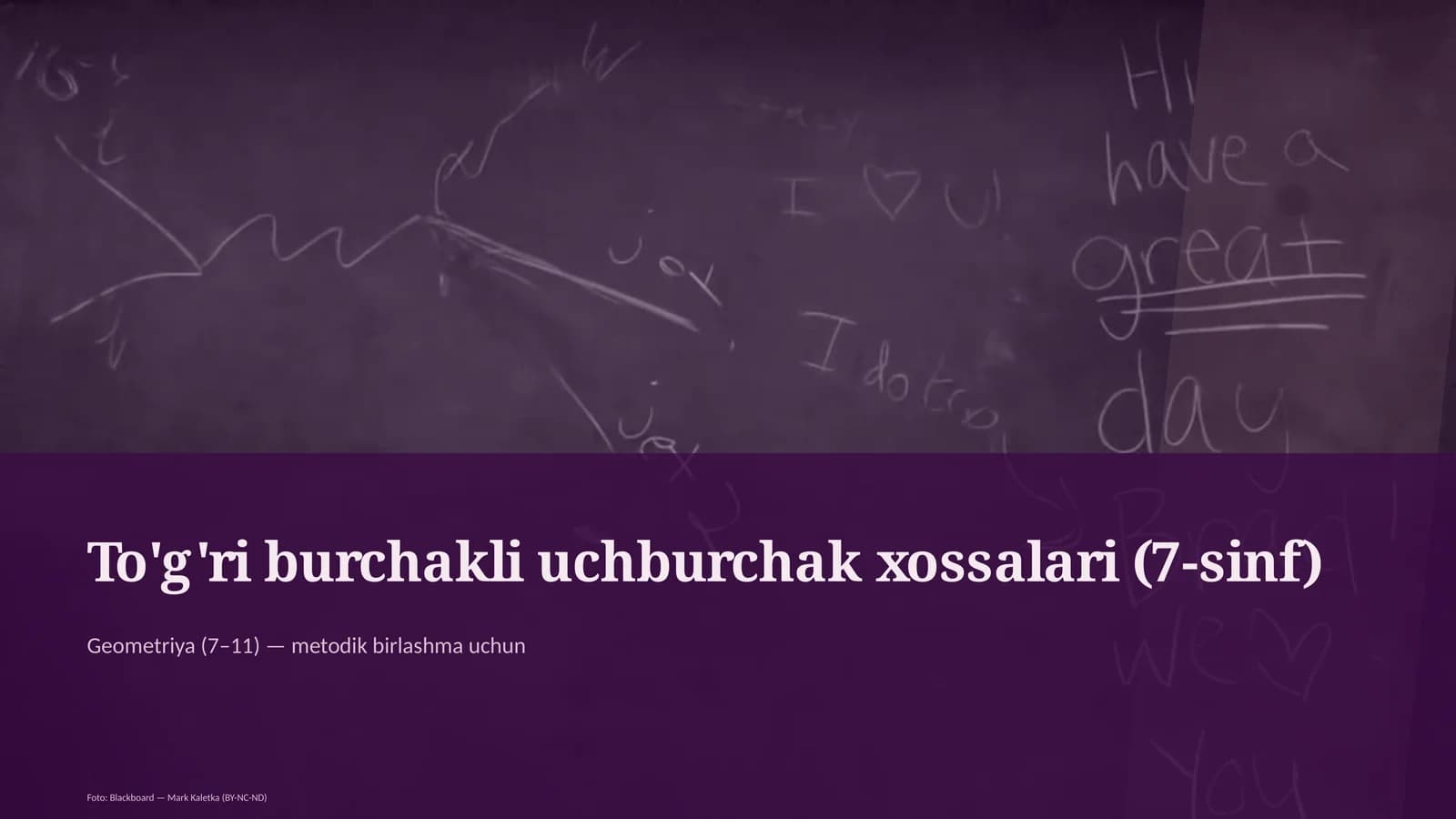 To'g'ri burchakli uchburchak xossalari (7-sinf)