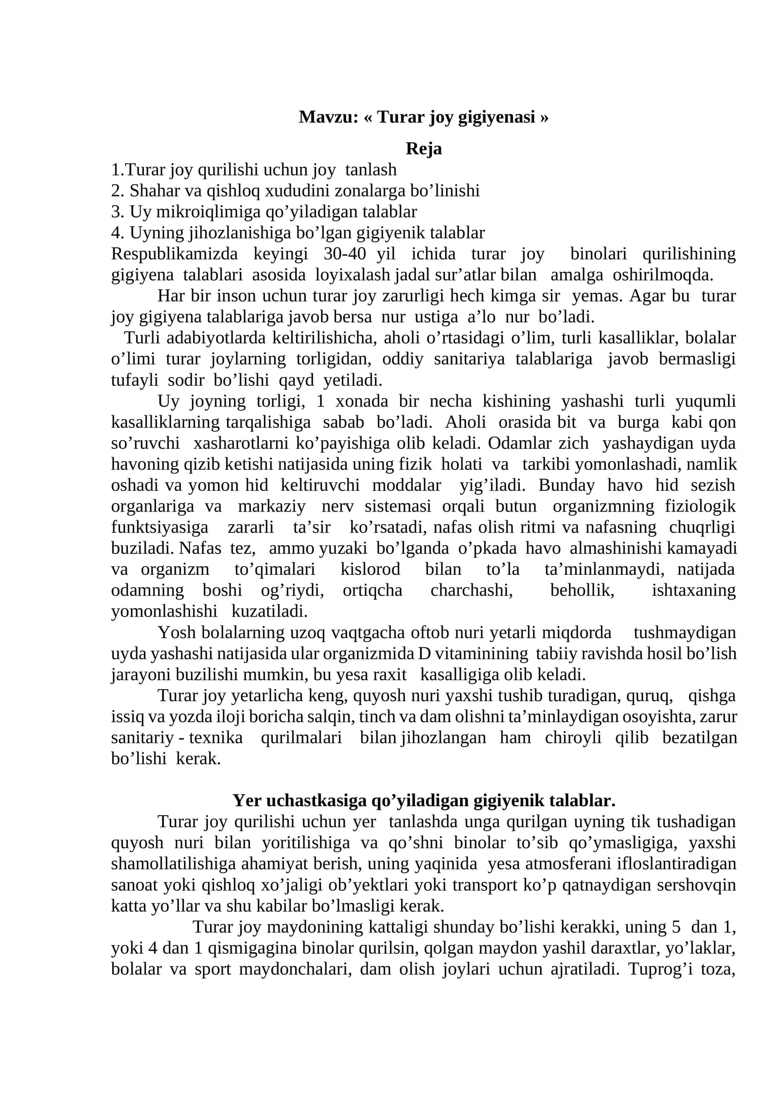 Turar joy gigiyenasi