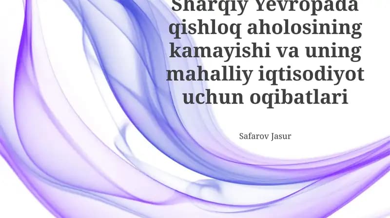 Sharqiy Yevropada qishloq aholosining kamayishi va uning mahalliy iqtisodiyot uchun oqibatlari