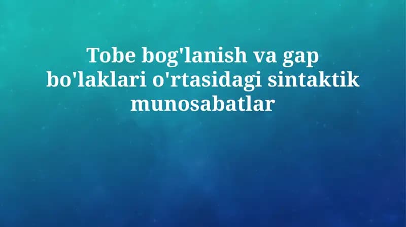 Mavzuning dolzarbligi