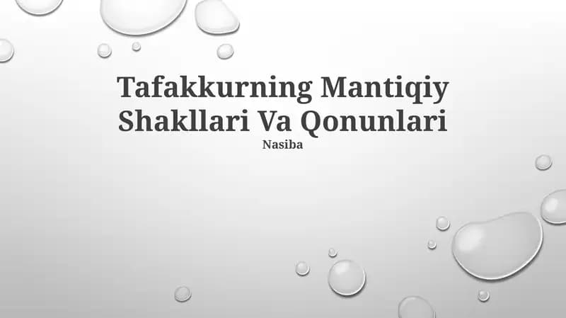 Tafakkurning Mantiqiy Shakllari Va Qonunlari