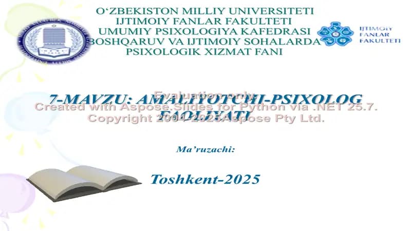 AMALIYOTCHI-PSIXOLOG FAOLIYATI