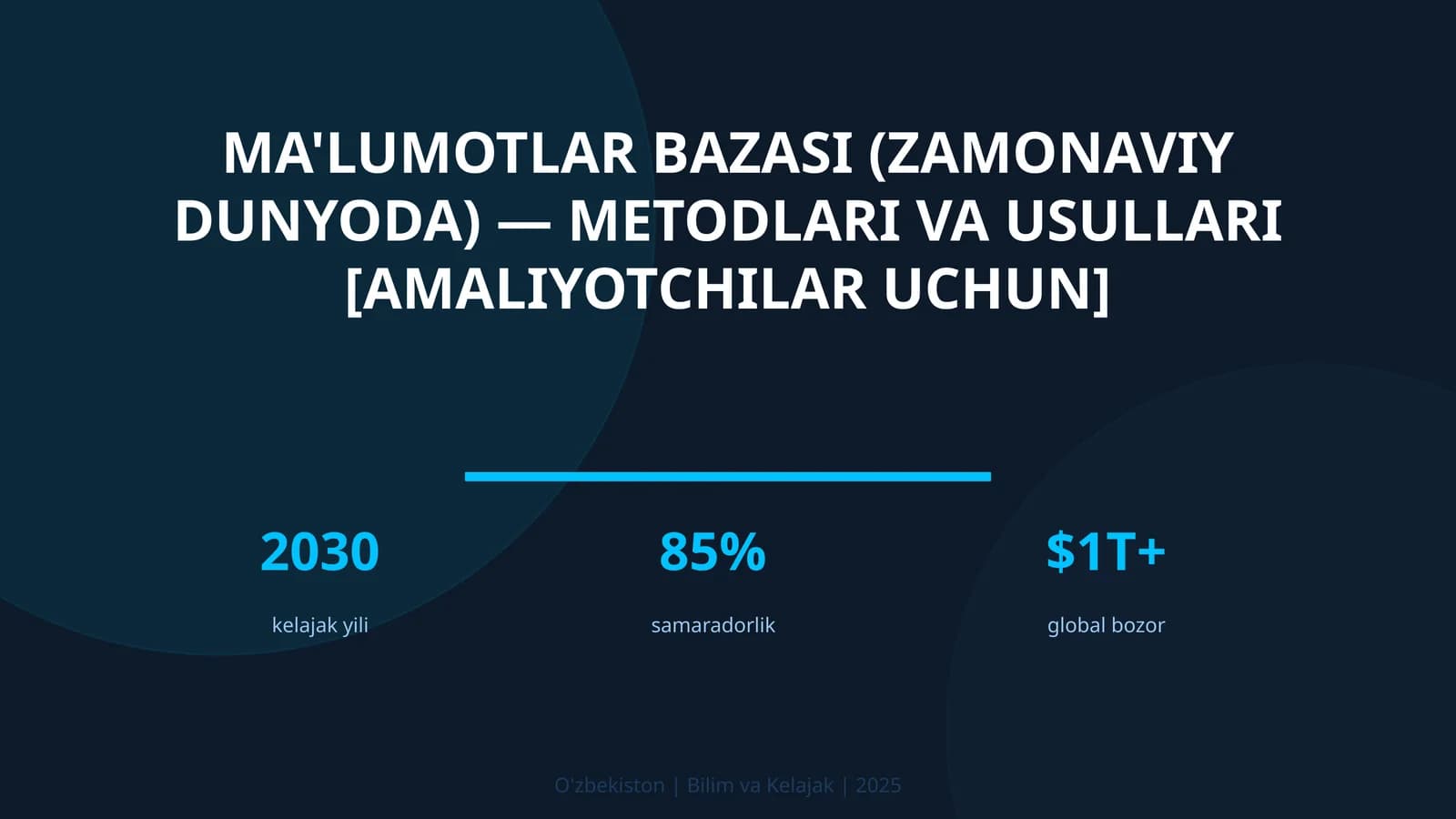 Ma'lumotlar bazasi (zamonaviy dunyoda) — metodlari va usullari [amaliyotchilar uchun]