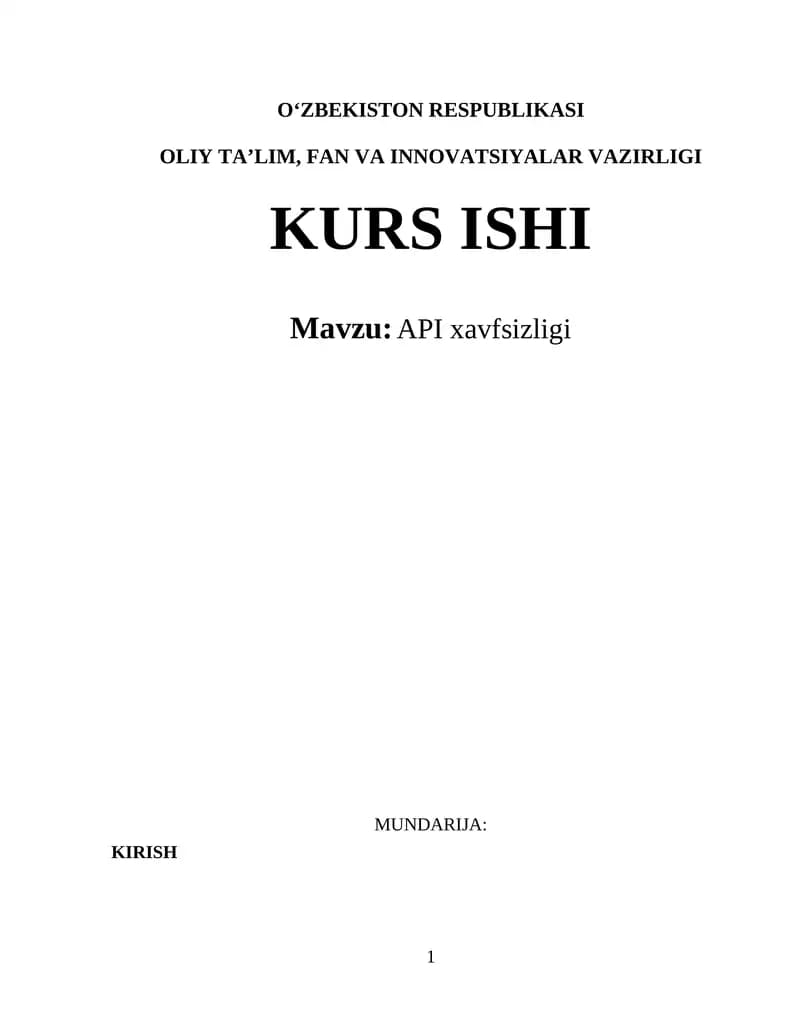 API xavfsizligi