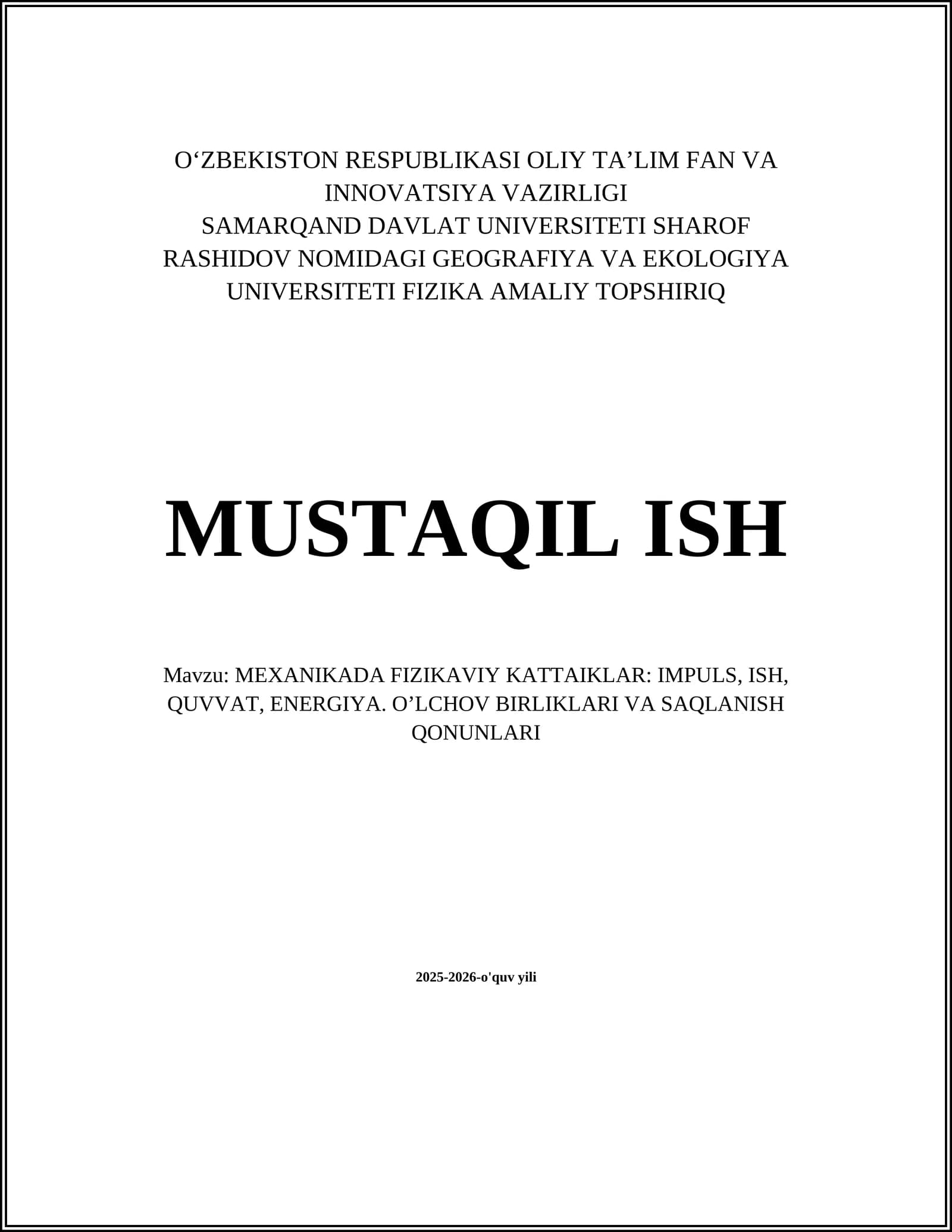 GEOGRAFIYA VA EKOLOGIYA UNIVERSITETI