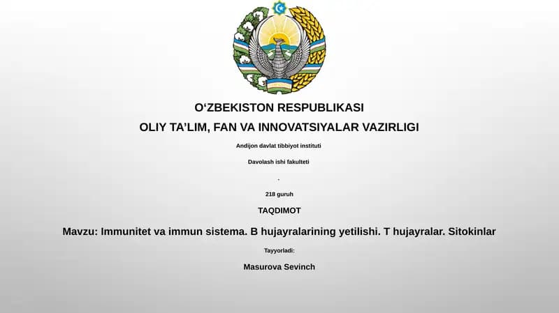Immunitet va immun sistema