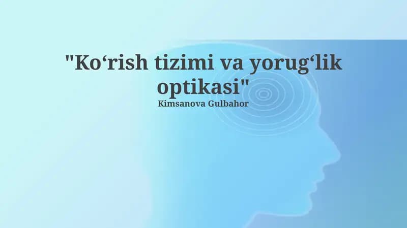 Koʻrish tizimi va yorugʻlik optikasi