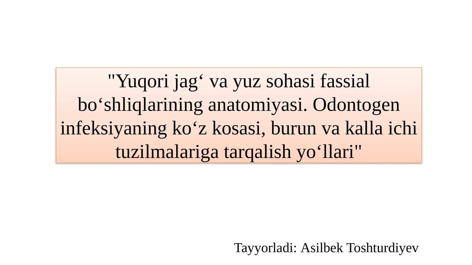 Yuqorijag‘vayuz sohasi fassial bo‘shliqlari ning anatomiyasi