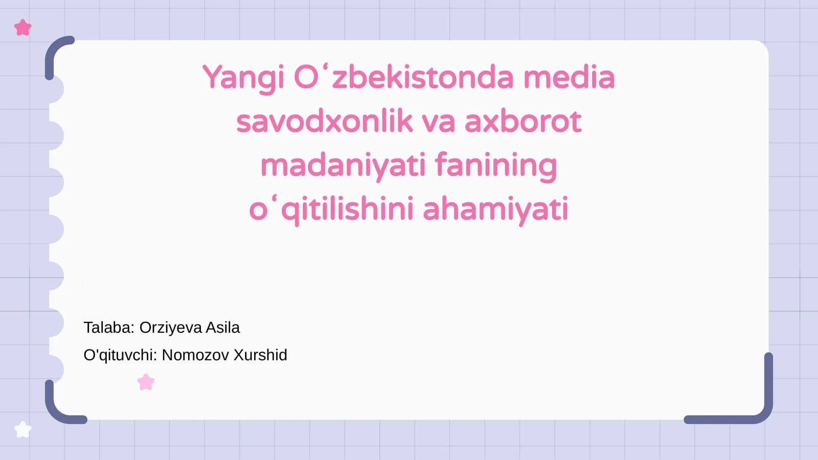 Yangi Oʻzbekistonda media savodxonlik va axborot madaniyati fanining oʻqitilishi