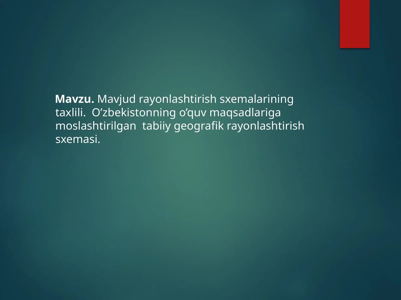 O'zbekistonning o'quv maqsadlari g'am o'slash sxemalari
